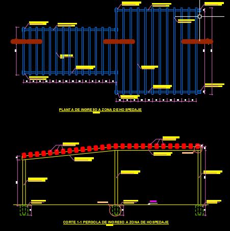Pergola details; ceiling and wall 
